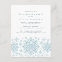 POSTCARD Quinceanera Blue Snowflake Invitation