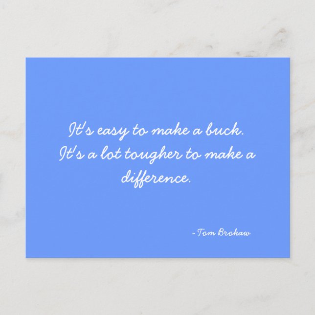 Postcard quoting Tom Brokaw (Front)