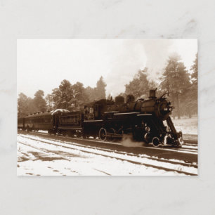 Postcard ~ RAILROAD TRAIN IN A PINEY WINTER SCENE