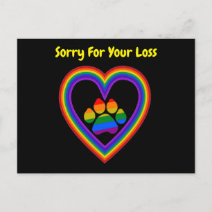 Postcard Rainbow Heart & Paw Sorry For Your Loss