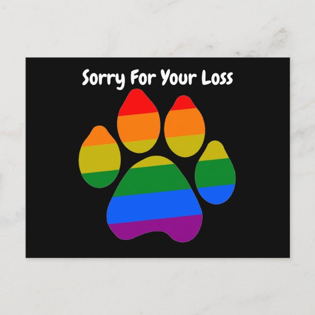 Postcard Rainbow Paws Sorry For Your Loss (Front)