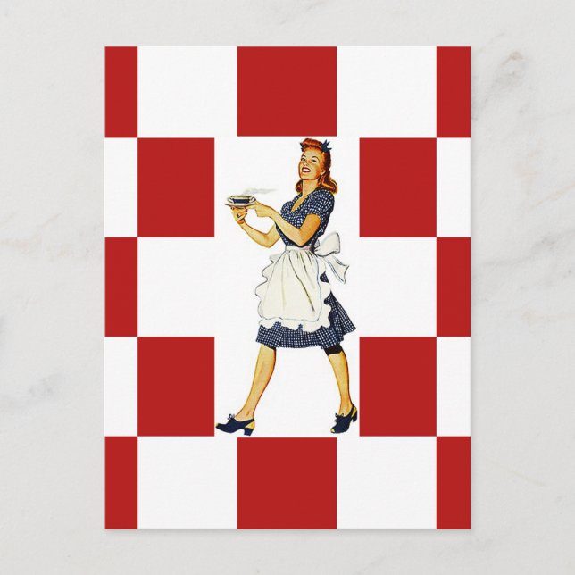 Postcard Retro checkers Squares Diner Tile Look (Front)