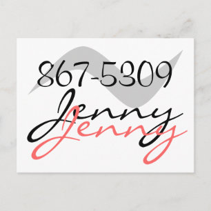 Postcard Retro Jenny 867-5309 for a good time call