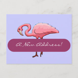 Postcard Retro Pink Flamingo New Address Announce