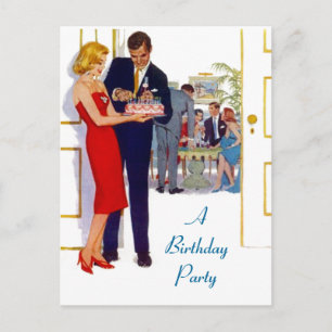 Postcard Retro Stylish Birthday Party Invitations