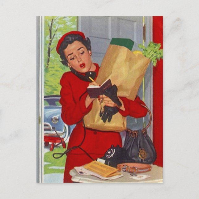 Postcard Retro Stylish Mid-Century Fashions Woman (Front)