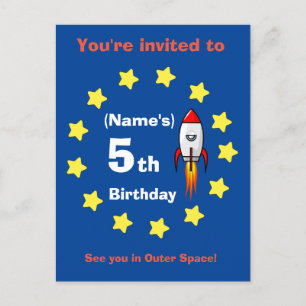 Postcard - Rocket ship Custom Birthday -add name