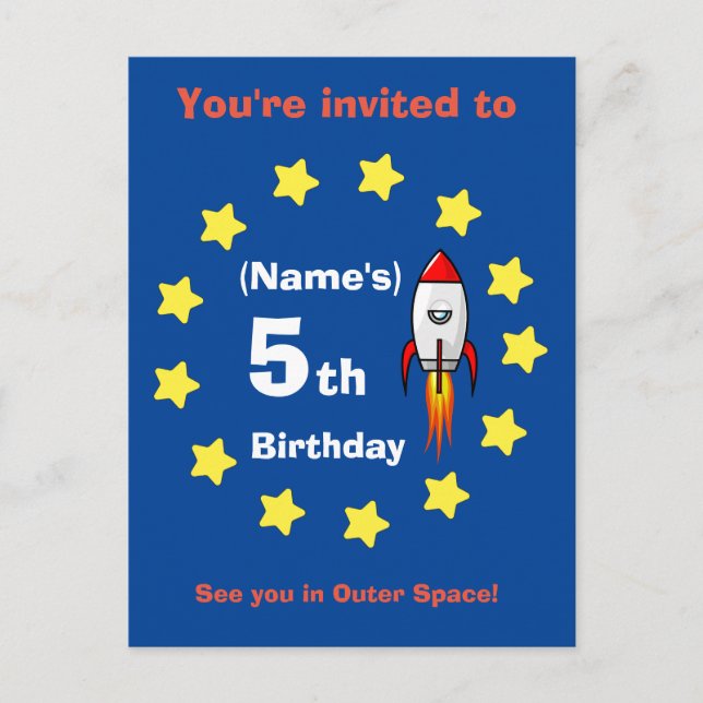 Postcard - Rocket ship Custom Birthday -add name (Front)