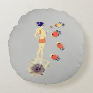 Postcard Round Cushion