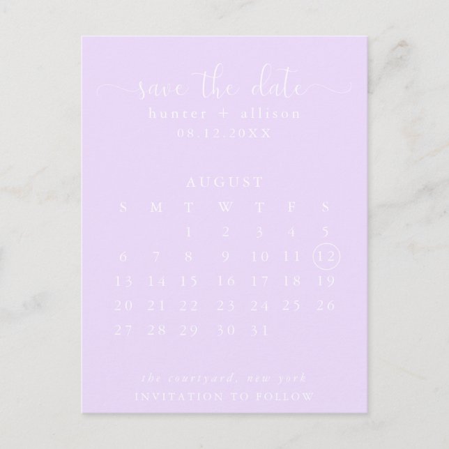 Postcard | Save The Date | Calendar (Front)