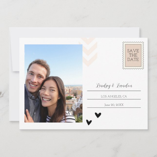 Postcard Save The Date Invite - Minimalist Cute  (Front)
