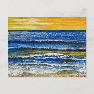 Postcard - Seaside Sunset And Sea Waves