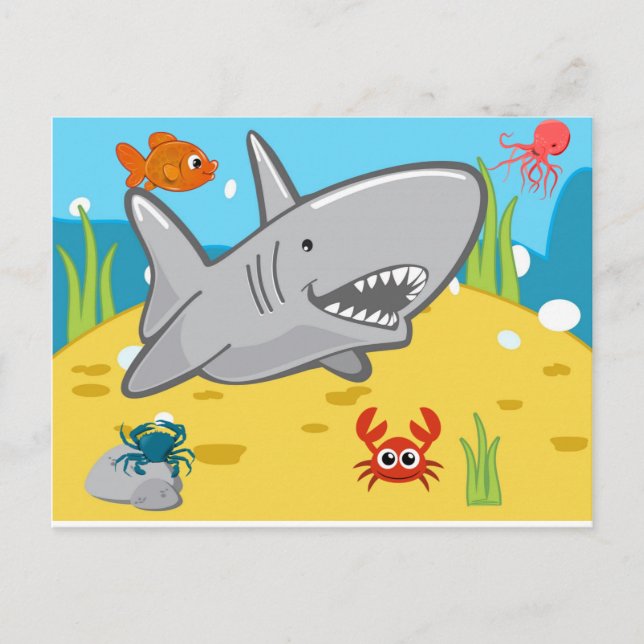 Postcard Shark Crabs Fish Ocean (Front)