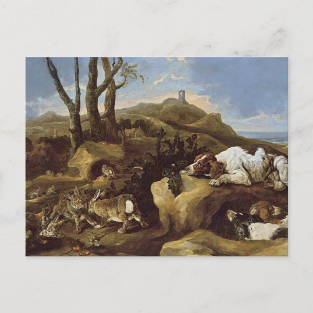 Postcard: Spaniels Stalking Rabbits in the Dunes Postcard (Front)