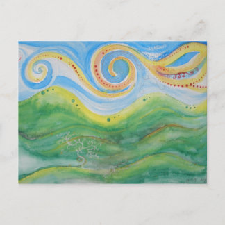 Postcard Swirly Sky Rolling Hills