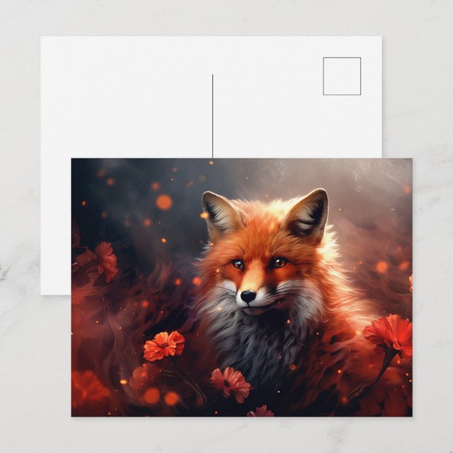 Postcard The Fox with Shining Stars: (Front/Back)