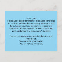 Postcard to President Trump