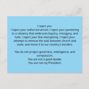 Postcard to President Trump