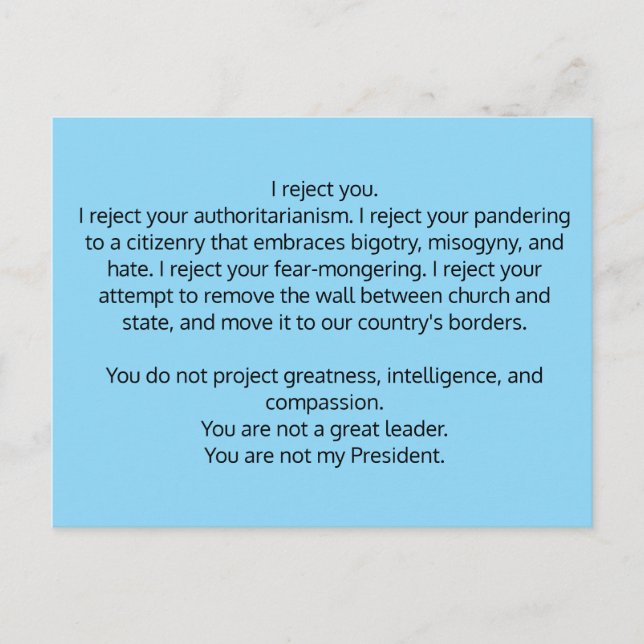 Postcard to President Trump (Front)