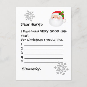 Postcard To Santa - Dear Santa I Would Like...