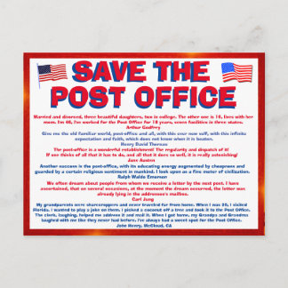 Postcard to SAVE THE POSTOFFICE !!! with quotes 6