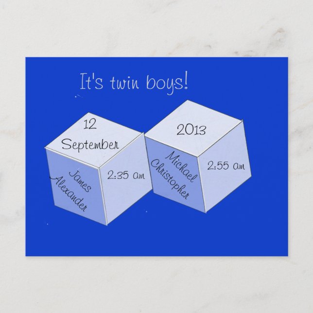 Postcard - Twin Boys Birth Announcement (Front)