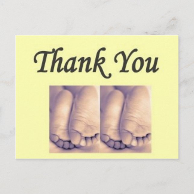 Postcard Twins Baby thank you yellow (Front)