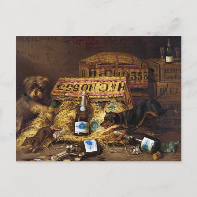 Postcard: Two dogs Chasing a Mouse by A.F. Tait Postcard (Front)