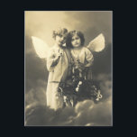 Postcard vintage angels<br><div class="desc">Vintage picture of two little angels as postcard. Add your own text to this postcard to personalise it and send the christmas greetings to your friends.</div>