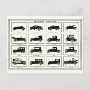 Postcard - Vintage Automobiles Illustration