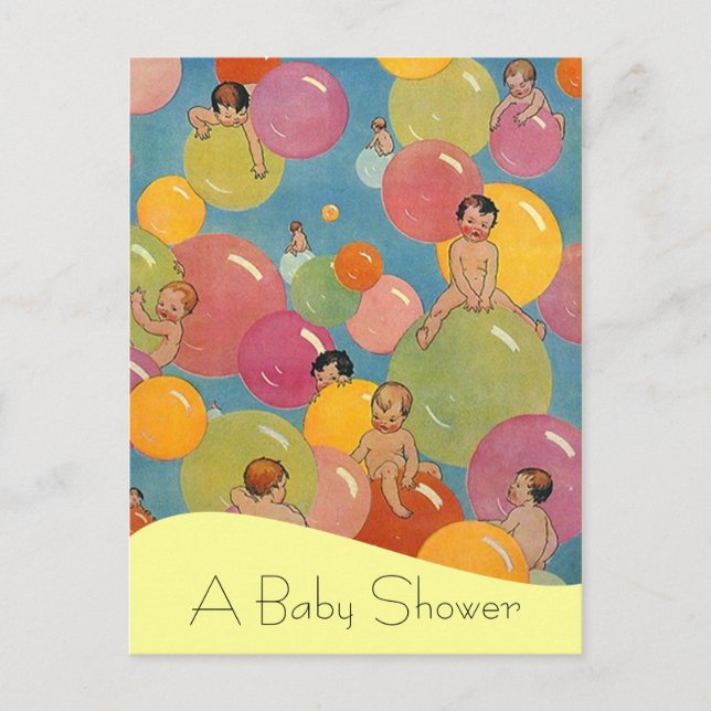 Postcard Vintage Baby Shower Announcements Balloon (Front)