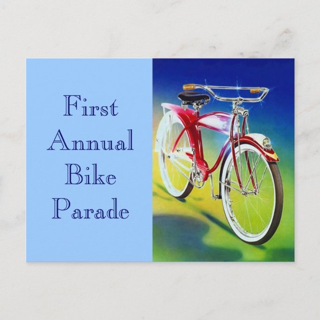 Postcard Vintage Bike Bicycle Parade Announcement (Front)
