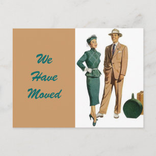 Postcard Vintage Couple Moved New Address PC