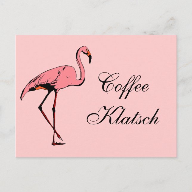 Postcard  Vintage Flamingo Coffee Klatsch Invite (Front)