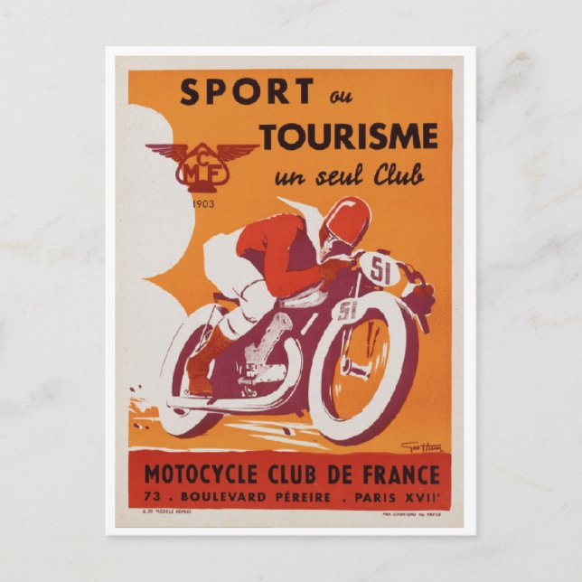Postcard - Vintage French Motorcycle Poster (Front)