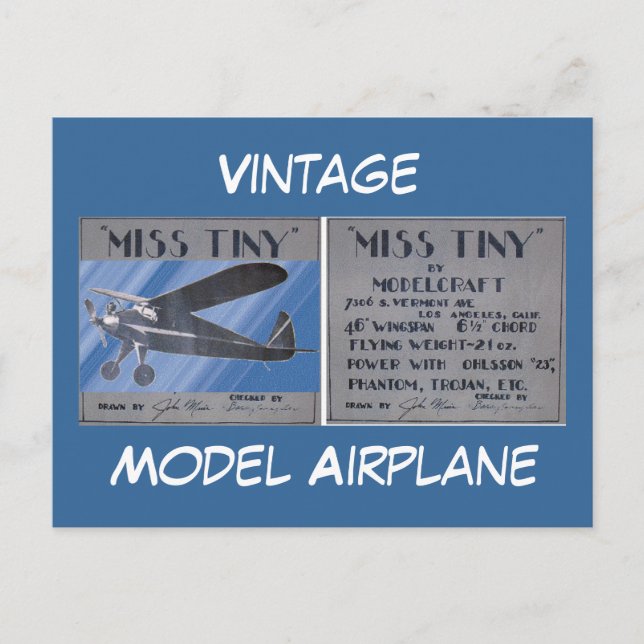 Postcard - Vintage, Model Aeroplane (Front)