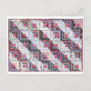 postcard vintage patchwork quilt log cabin