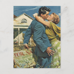 Postcard Vintage Retro Couple Housewarming Party