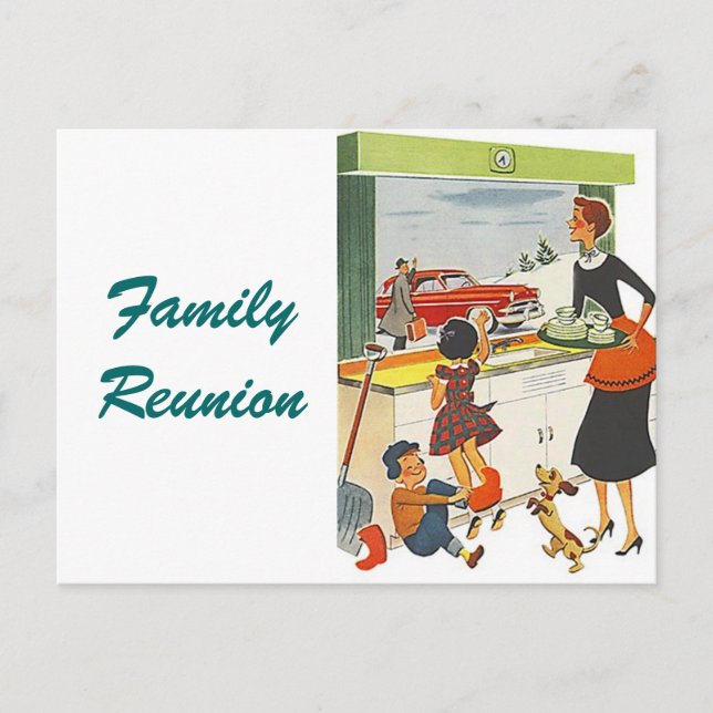 Postcard Vintage Retro Family Renuion Announcement (Front)
