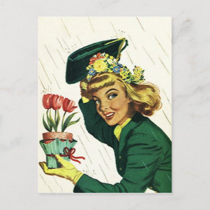 Postcard Vintage Retro shower Party Fun Invite PC
