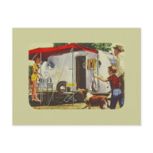 Postcard Vintage Retro Travel Trailer Camping Trip