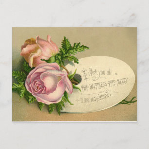 Postcard: Vintage Rose Happiness Postcard