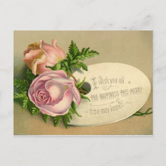 Postcard:  Vintage Rose Happiness Postcard