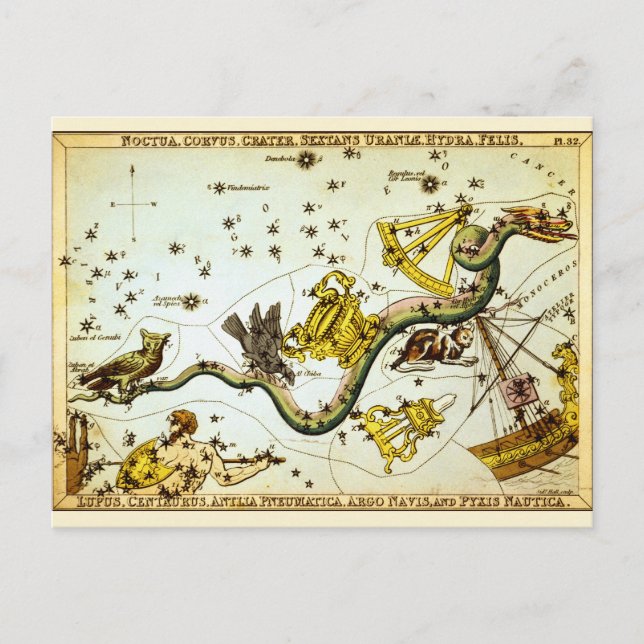 Postcard: Vintage Star Map - Constellation Atlas Postcard (Front)