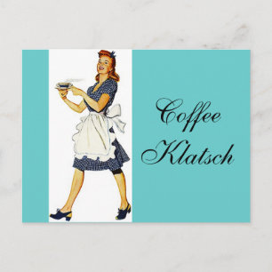 Postcard Vintage Waitress Coffee Klatsch Invite