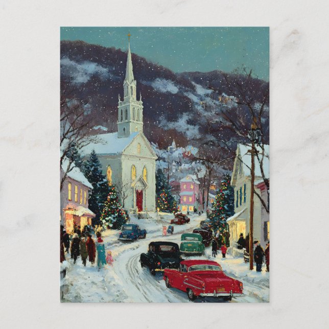 *POSTCARD w/MESSAGE Painted Nostalgic Christmas  Postcard (Front)