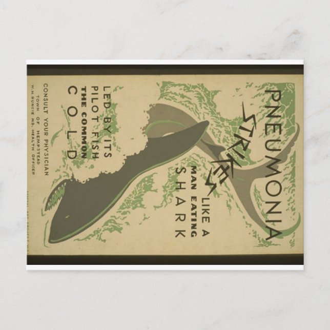 Postcard warning about pneumonia (Front)