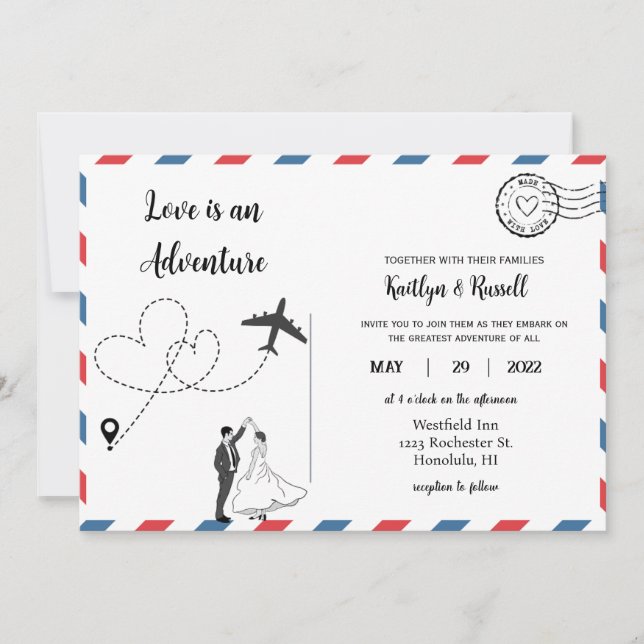 Postcard Wedding Invitation- Destination Wedding (Front)