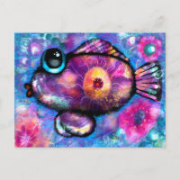 Postcard - Whimsical Abstract Fish Art Print