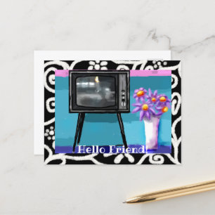 Postcard - Whimsical Retro TV Television Painting